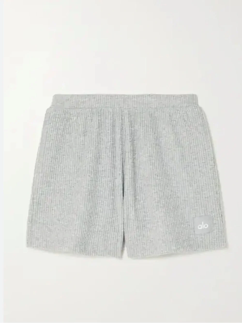 Alo Muse Ribbed Shorts In Athletic Heather Grey